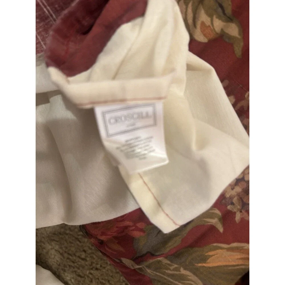 Croscill Burgundy Floral Comforter, Bed Skirt & 2 STD Shams Set Queen